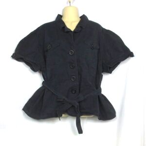 Gitano Vintage Crop Jacket Black Stretch Denim Belted Button Up Plus Size 24W